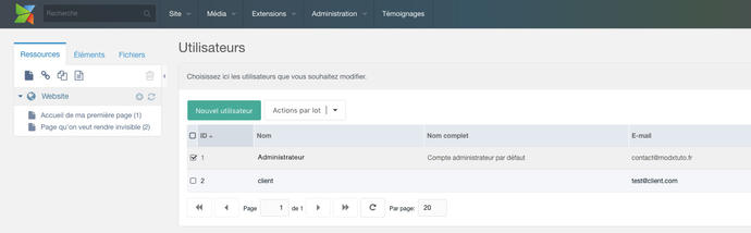 liste des utilisateurs modx