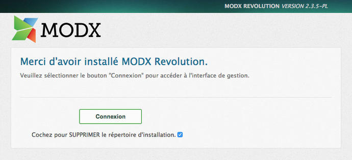 Installation de MODX - étape 8