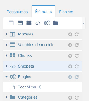 Onglet plugin de MODX