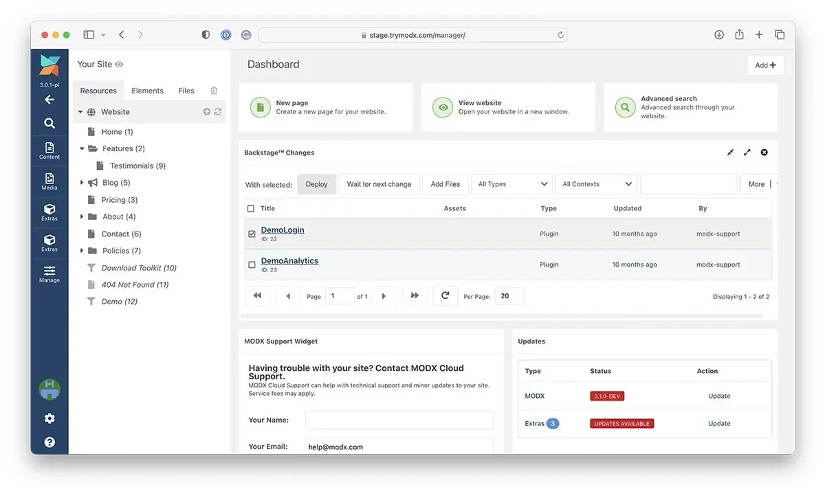 prendre en main l'interface du Manager de MODX prendre en main l'interface du Manager de MODX